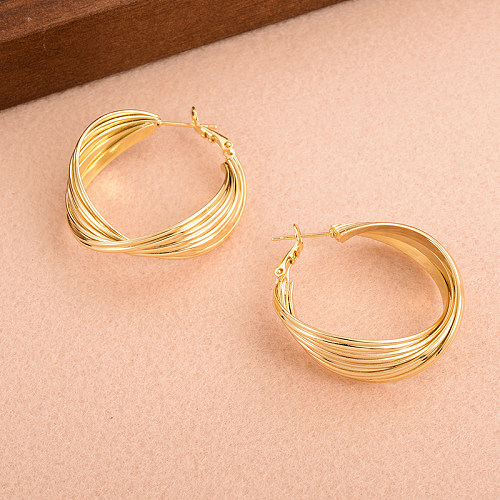 1 Pair Simple Style Streetwear Solid Color Plating Copper Hoop Earrings