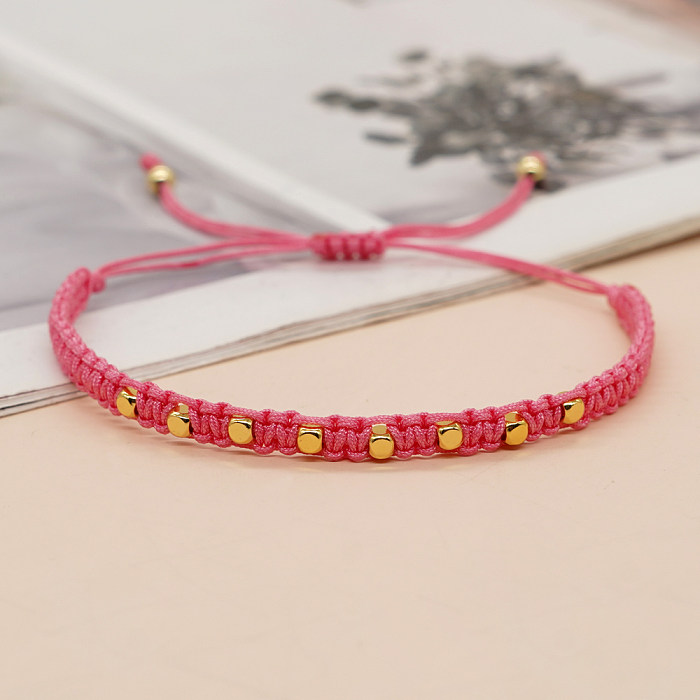 Simple Style Solid Color Rope Copper Bracelets