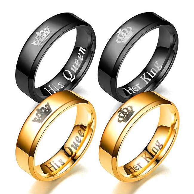 Fashion Couple Beveled Crown Ring NHTP139039