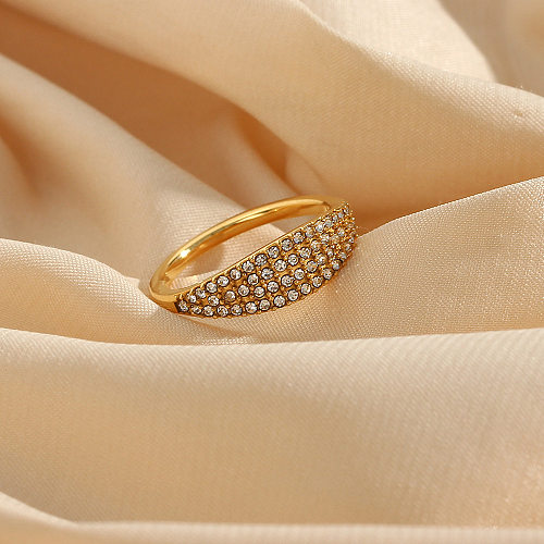Anel feminino geométrico de aço inoxidável, diamante de metal geométrico sem anéis de aço inoxidável embutidos