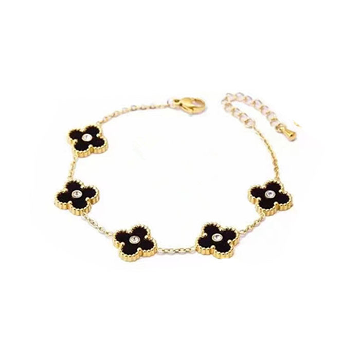 Boucles d'oreilles bracelets plaqués or en acier titane avec fleur douce