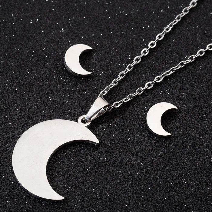 Ensemble de bijoux en acier inoxydable Fashion Moon 2 pièces