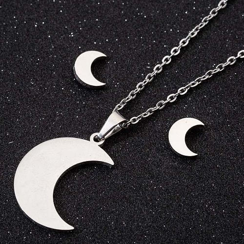 Fashion Moon Stainless Steel Jewelry Set 2 Pieces