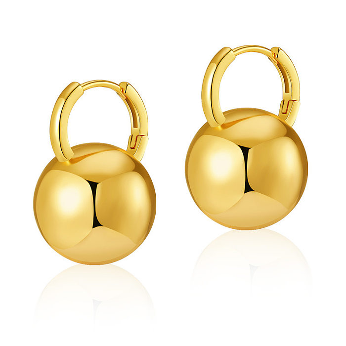 1 Pair IG Style Simple Style Round Solid Color Plating Copper 18K Gold Plated Drop Earrings