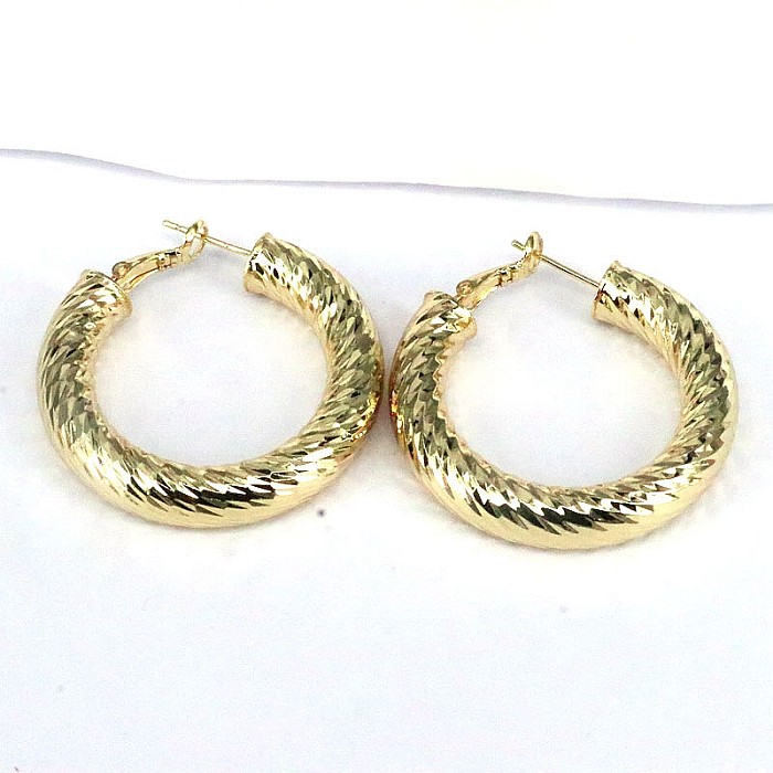 1 Pair Hip-Hop Classic Style Geometric Copper Plating Gold Plated Hoop Earrings