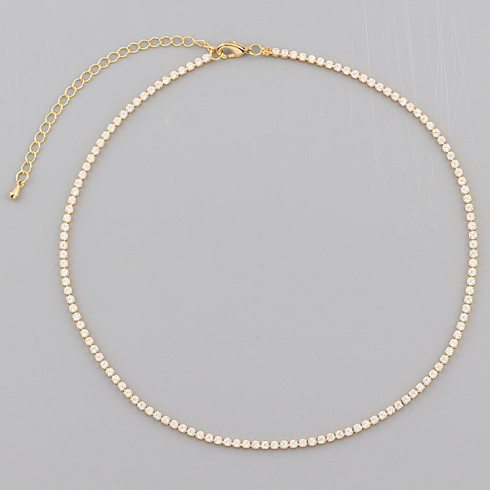 Retro Geometric Copper Necklace Inlay Zircon Copper Necklaces