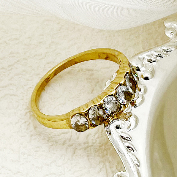 Estilo vintage comute cor sólida chapeamento de aço inoxidável inlay zircão anéis banhados a ouro