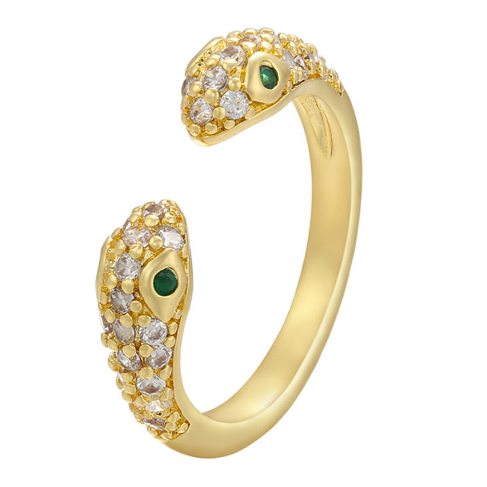 Wholesale Fashion Micro-inlaid Zircon Double-headed Snake Ring jewelry