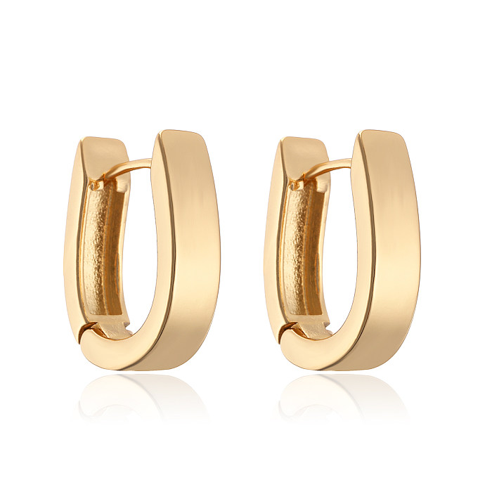 1 Pair Simple Style Commute Solid Color Plating Copper 18K Gold Plated Earrings