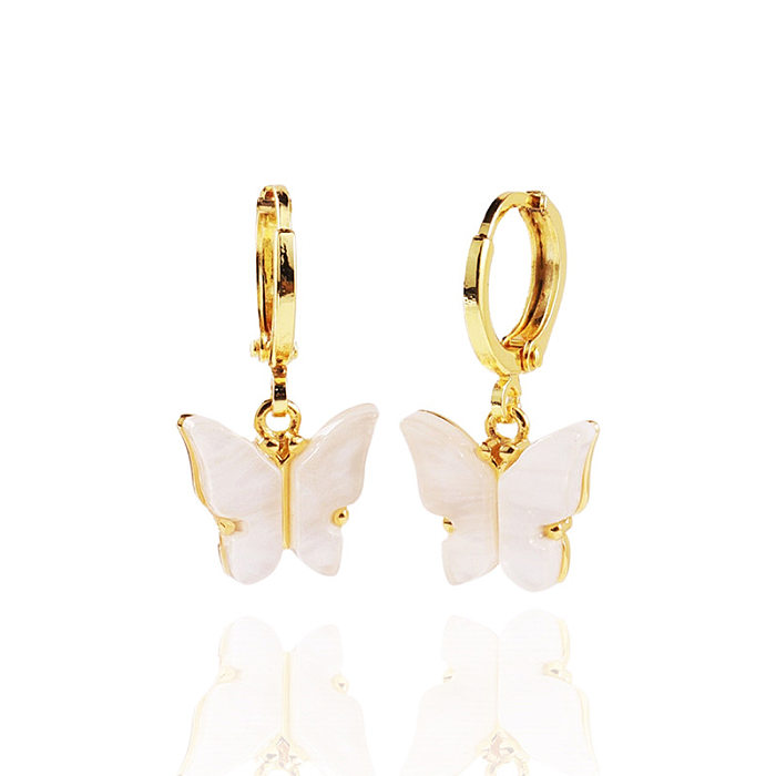 1 Pair Simple Style Butterfly Copper Plating Drop Earrings