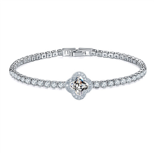 Casual Luxurious Modern Style Four Leaf Clover Copper Inlay Zircon Bracelets