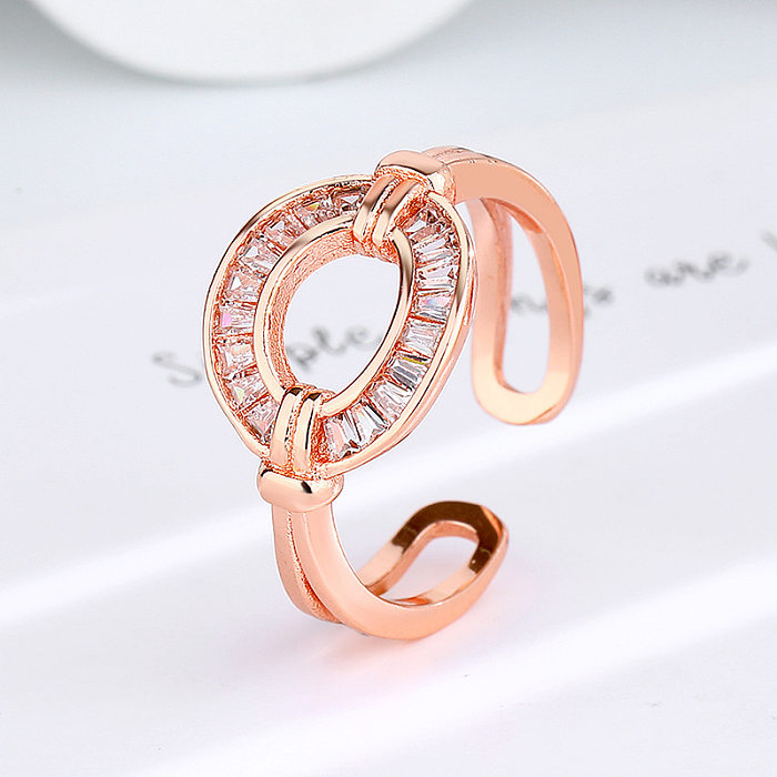 Fashion Oval Copper Inlay Zircon Rings