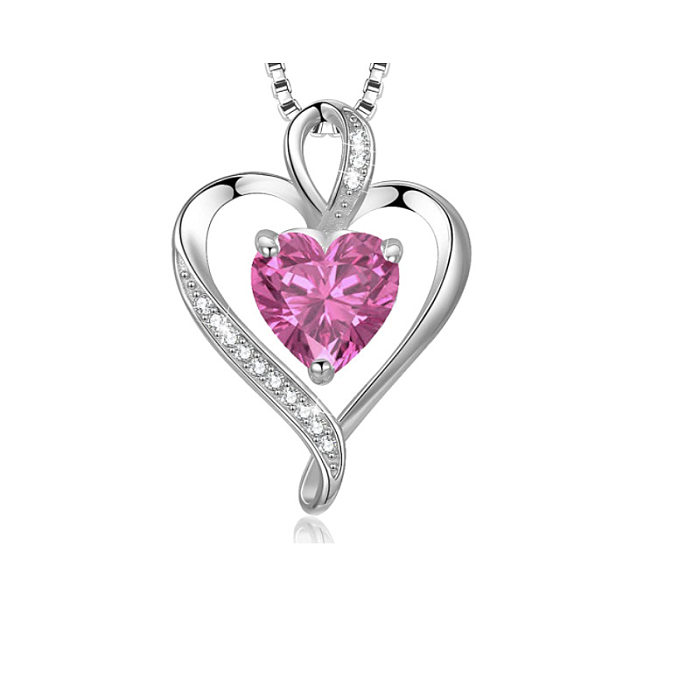 Sweet Heart Shape Copper Plating Inlay Zircon Pendant Necklace