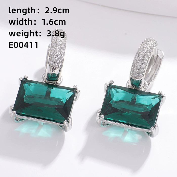 1 Pair Casual Sweet Korean Style Geometric Inlay Copper Zircon Drop Earrings