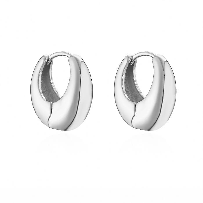 Boucles d'oreilles plaquées cuivre de couleur unie, style simple, 1 paire