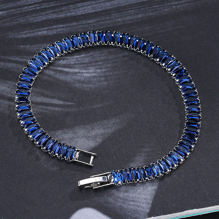 Bracelets en Zircon avec incrustation de cuivre rectangulaire brillant de Style Simple de Style Vintage
