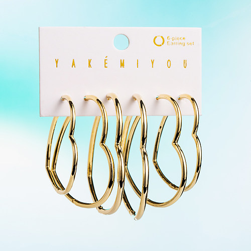 Yakemiyou Übergroße herzförmige Kupfer-Ohrringe mit dreidimensionalem Zirkon und 14-Karat-Vergoldung
