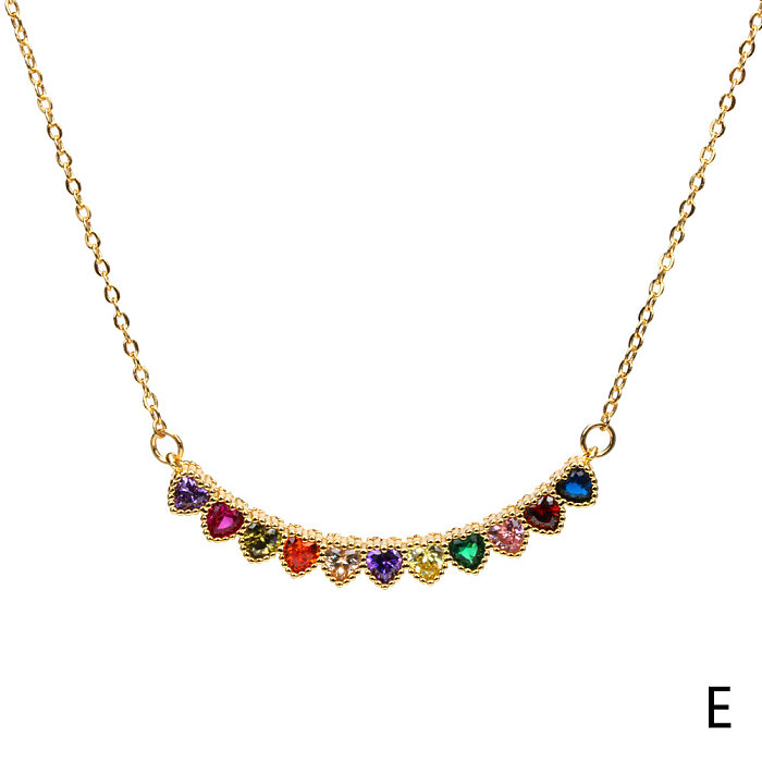 Sweet Simple Style Heart Shape Copper Zircon Pendant Necklace In Bulk
