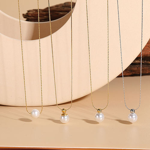 Collier avec pendentif plaqué or 14 carats, élégant, luxueux, Style classique, couleur unie, incrustation de perles d'eau douce