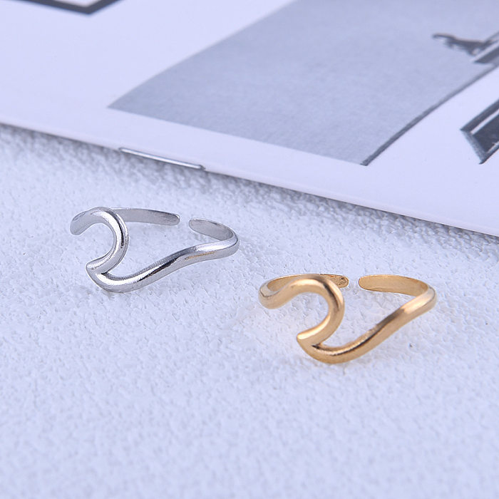 Simple Style Geometric Titanium Steel Plating Open Ring