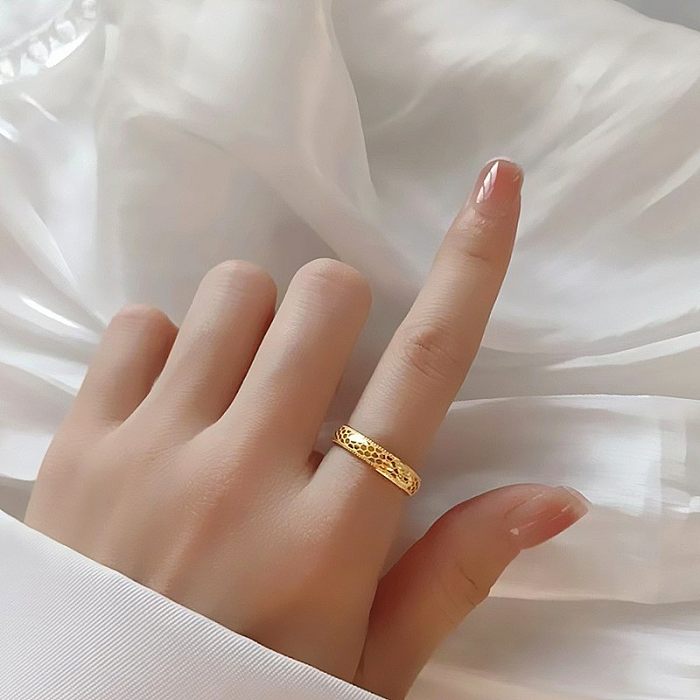 Simple Style Fish Scales Titanium Steel Plating 18K Gold Plated Rings