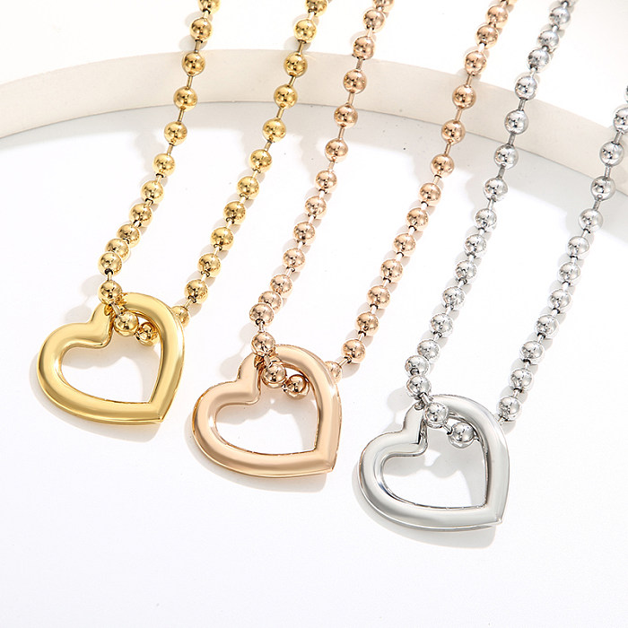 Streetwear Heart Shape Stainless Steel Plating 18K Gold Plated Bracelets Necklace