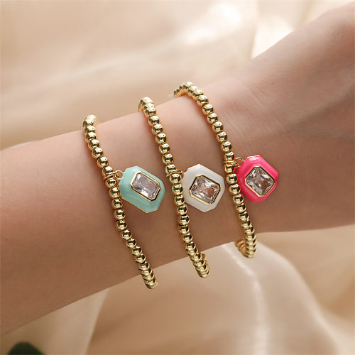 Bracelets de perles en cuivre à blocs de couleurs géométriques de style vintage