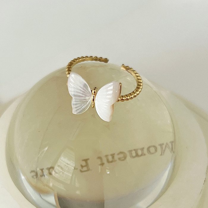 Mode Blume Schmetterling Verkupferung Künstliche Perlen Zirkon Offener Ring 1 Stück