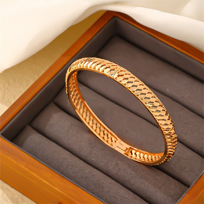 Bracelets en cuivre plaqué or, Style Vintage élégant et décontracté, rond géométrique, incrustation de Zircon plaqué or