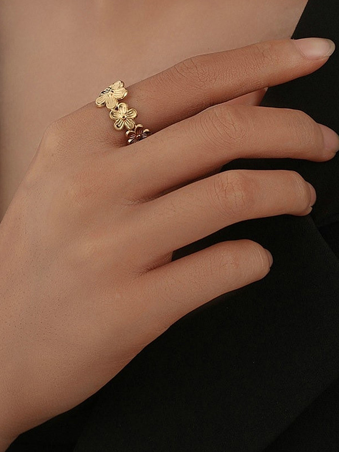 Same Style As European And American Web Celebrities' Ins Style Flower Open Ring Titanium Steel Metal Fashion Ring 18K Stainless Steel Gold Ring