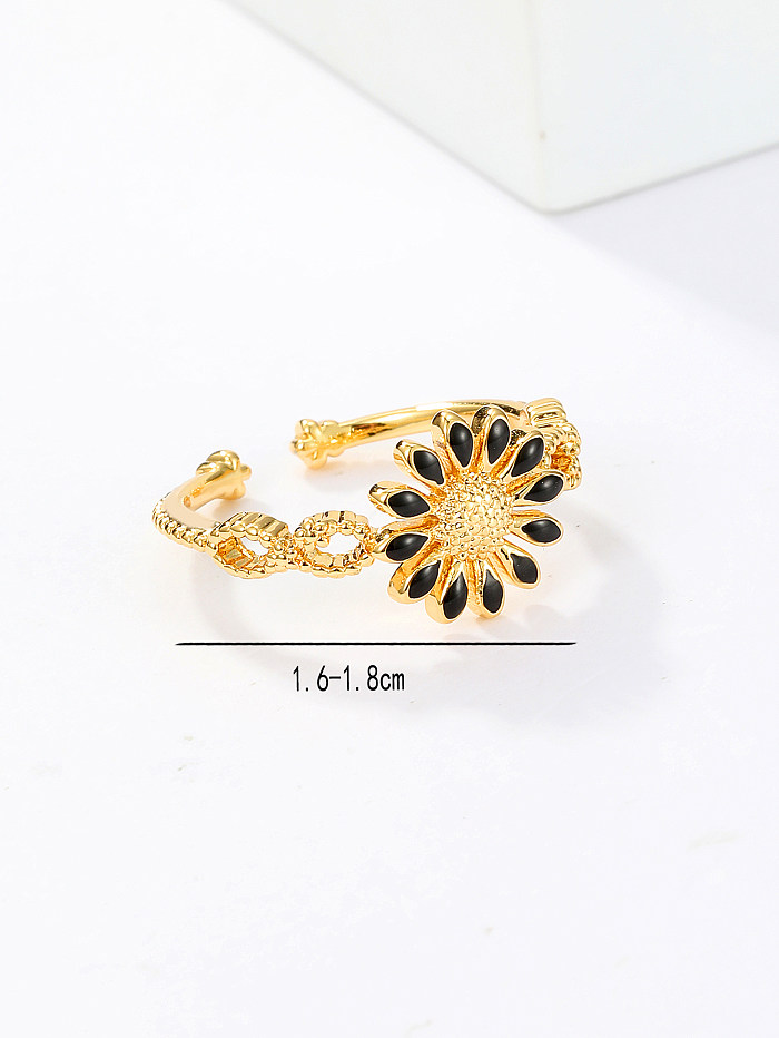 1 Piece Fashion Flower Copper Plating Inlay Zircon Open Ring