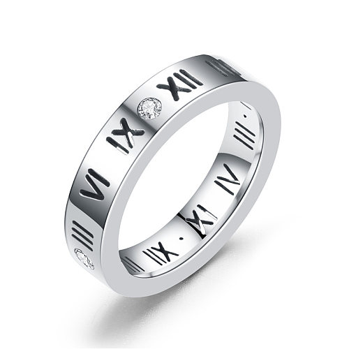 Modischer Sweetheart-Ring aus Titan und Edelstahl (Stahlfarbe-6) NHTP0012-Steel-color-6