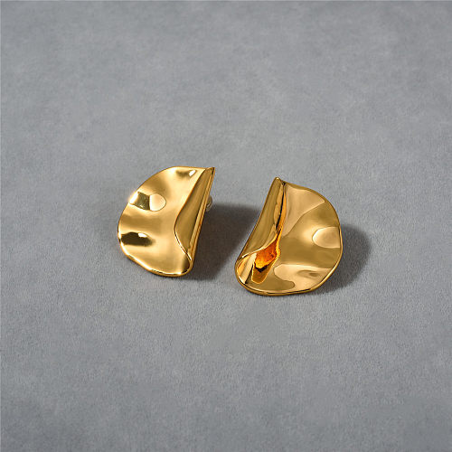 1 paire de clous d'oreilles en cuivre plaqué géométrique, Style classique de base