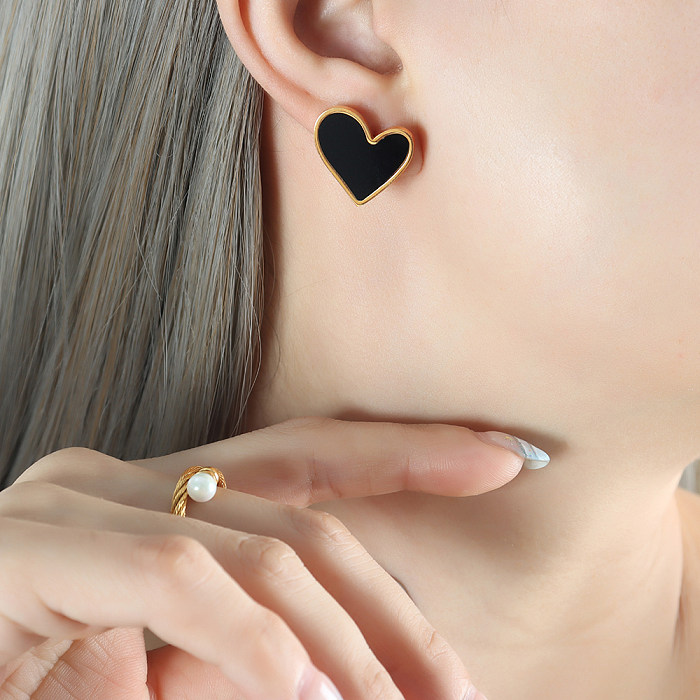 Collier de boucles d'oreilles en acrylique plaqué or 18 carats, en forme de cœur, en titane et acier, vente en gros