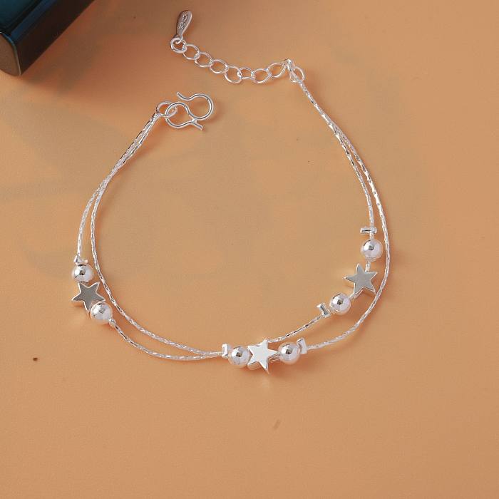 Style Simple Étoile Dauphin Forme Coeur Laiton Perlé Bracelets Plaqué Argent 1 Pièce