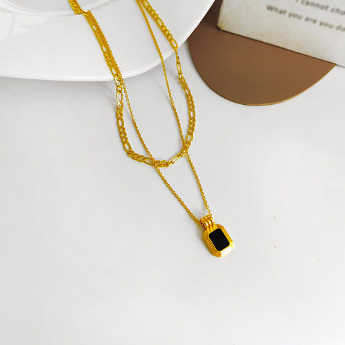 Fashion Square Copper Enamel Necklace