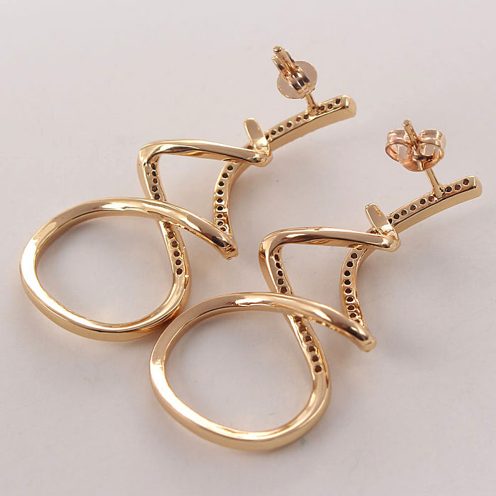 1 Piece IG Style Elegant The Answer Plating Inlay Copper Zircon Gold Plated Earrings