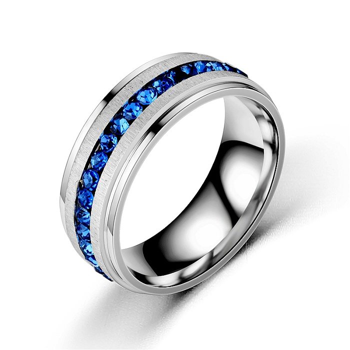 Jóias de anel de diamantes coloridos em aço inoxidável por atacado