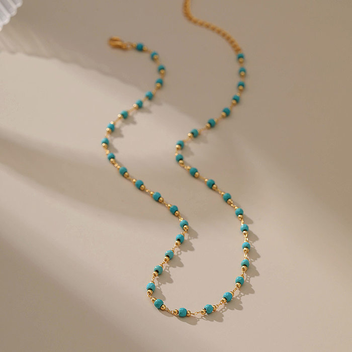 Schlichte, 18-karätig vergoldete Halskette mit Farbblock-Kupfer in Großpackung