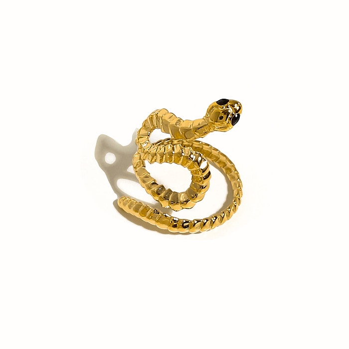 Wholesale IG Style Simple Style Snake Stainless Steel Titanium Steel Plating Inlay 18K Gold Plated Crystal Open Rings