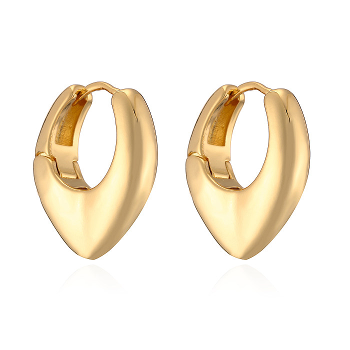 1 paire de boucles d'oreilles pendantes en cuivre plaqué or 18 carats, style simple et basique