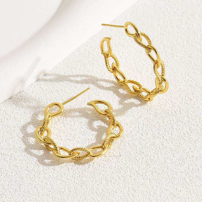 1 Pair Retro Simple Style Classic Style Circle Copper 18K Gold Plated Hoop Earrings