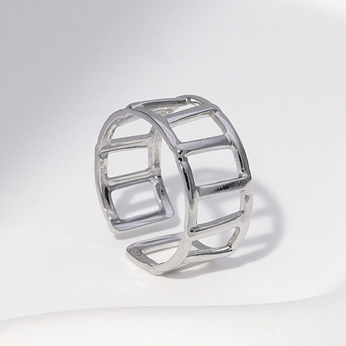 Casual Simple Style Solid Color Stainless Steel Plating Hollow Out Open Ring