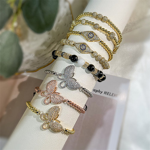 Ethnische Stil Teufelsauge Schmetterling Kupfer Perlen Geflecht Inlay Zirkon Armbänder