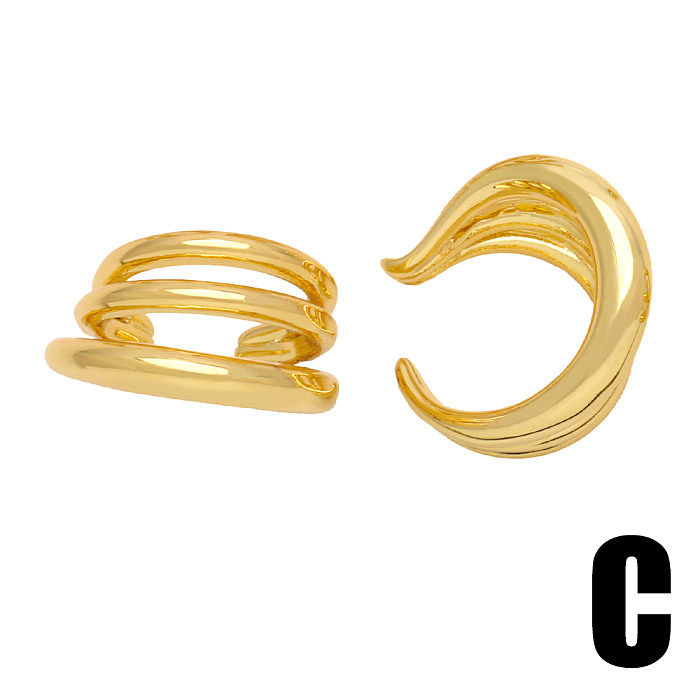 1 Paar schlichte C-förmige Ohrclips aus Kupfer mit 18-Karat-Vergoldung