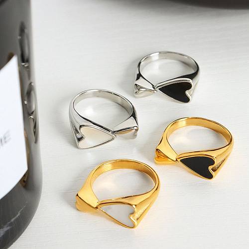 Anéis abertos de aço inoxidável em formato de coração de estilo simples
