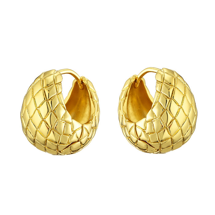 1 Pair Casual Simple Style Solid Color Lingge Plating Copper Earrings Ear Studs