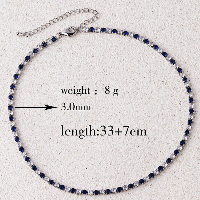 European Hip Hop Color 3.0 Zircon Tennis Chain Necklace Bracelet Two-Piece Set Personality Fashion Trend Female Chain