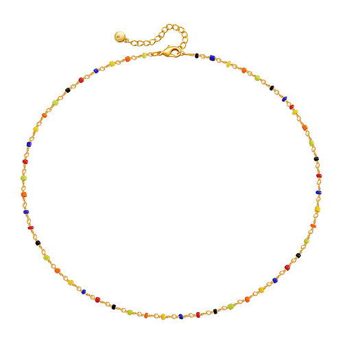 Ethnische Art, einfacher Stil, runde Halskette mit Kupferperlenbeschichtung