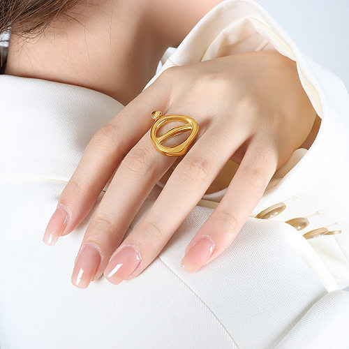 Commute Solid Color Titanium Steel Plating Gold Plated Rings